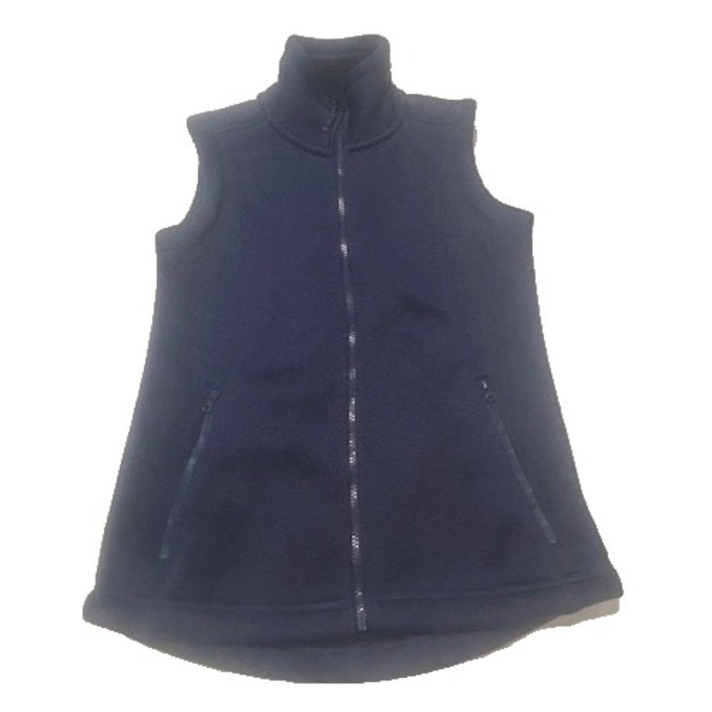 Ascend Women's Sleeveless Fleece Vest Full Zip Navy Blue Zipped Pockets Size XS